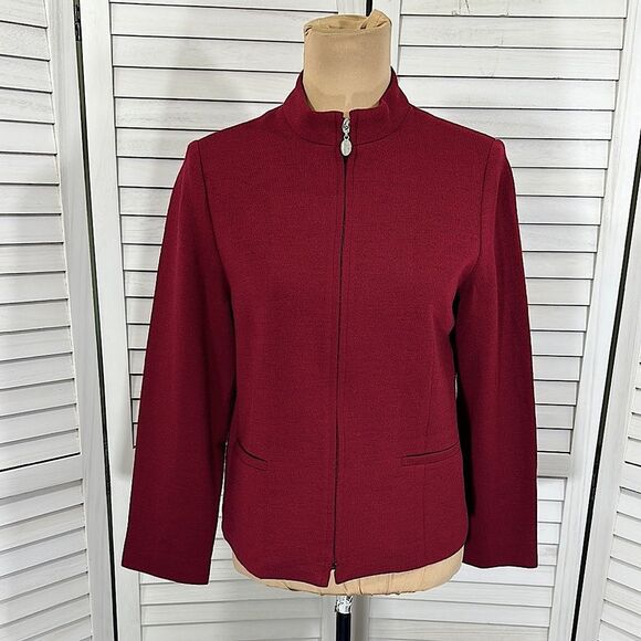 Talbots Jacket Size 8P 100% Wool Y2K Deep Red Raspberry NWOT - Picture 3 of 11
